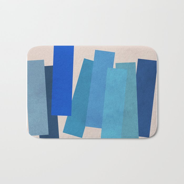 Block Printed Cool Tones • Expressionism • Geometric abstraction • Modern abstract art • Colorblock Bath Mat