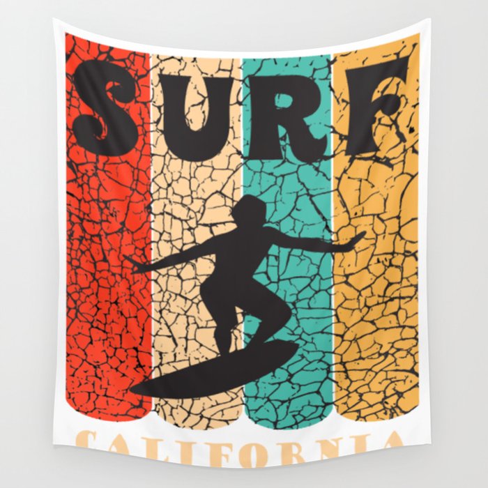 Surf California Colorful Design Wall Tapestry