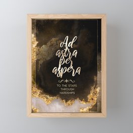Ad Astra Per Aspera Black and Gold Motivational Art Framed Mini Art Print