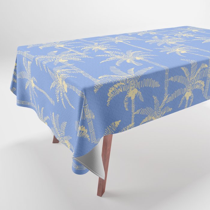 Palm Trees light blue and yellow Tablecloth by CSKN Studio Society6