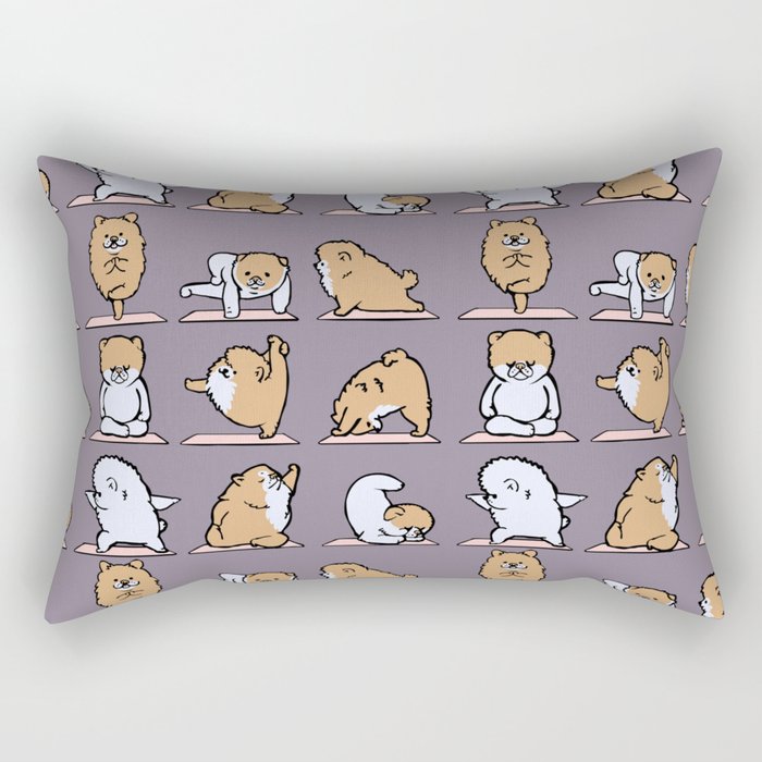 Pomeranian yoga Rectangular Pillow