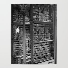 A book lovers dream - Cast-iron Book Alcoves Cincinnati Library black and white photography Poster