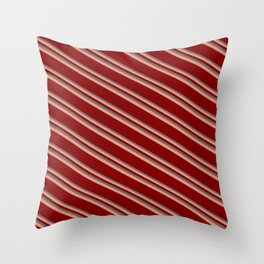 [ Thumbnail: Dim Gray, Dark Salmon, and Maroon Colored Striped Pattern Throw Pillow ]