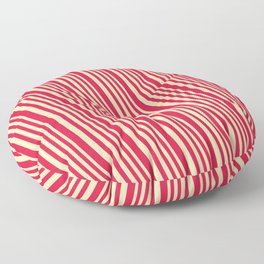 [ Thumbnail: Beige and Crimson Colored Lined Pattern Floor Pillow ]