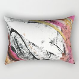Motivation [4] : a colorful, vibrant abstract piece in pink red, gold, black and white Rectangular Pillow