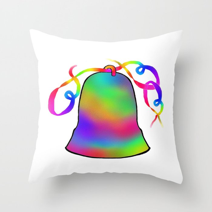 Bell Rainbow & Ribbons Throw Pillow