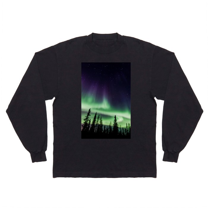 Aurora during geomagnetic storm in Yellowknife, Canada Long Sleeve T Shirt
