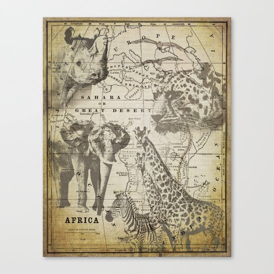 Out of Africa vintage wildlife art Canvas Print