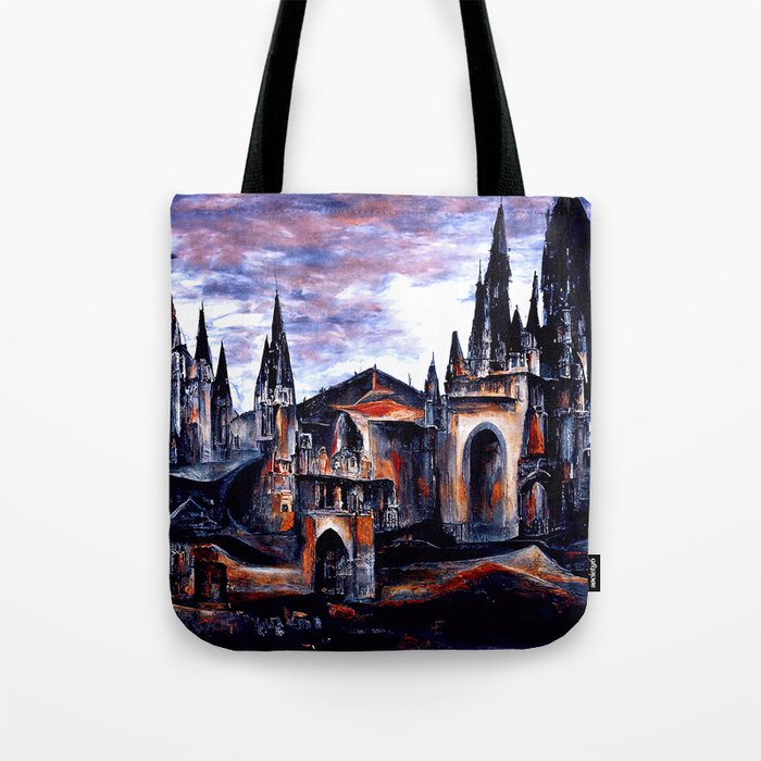 Medieval town in a Dark Fantasy world Tote Bag