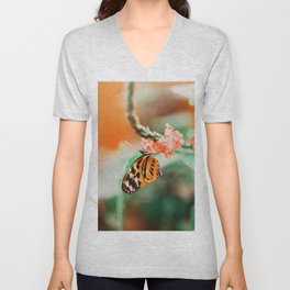 Butterfly Sunset Haze V Neck T Shirt