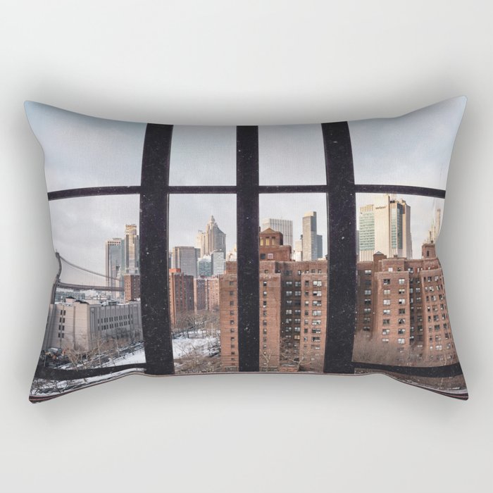 New York City Window View Rectangular Pillow