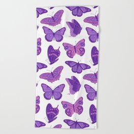 Texas Butterflies – Purple and Pink Pattern Beach Towel