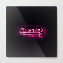 Wash Room - Neon Sign Metal Print