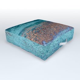 Rust and Cracks Turquoise Outdoor Floor Cushion