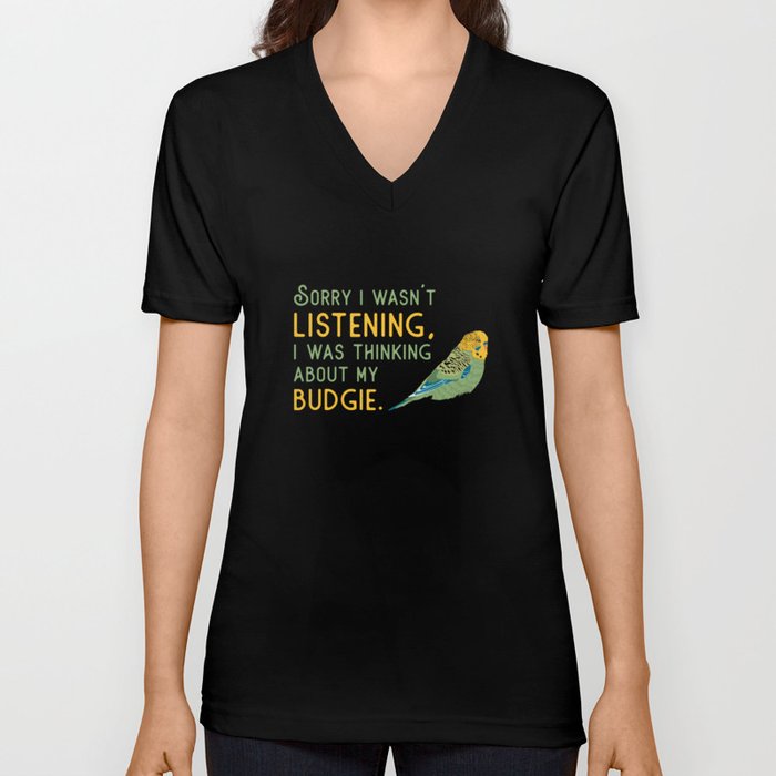 Parakeet Lover About My Budgie Budgerigar Budgie V Neck T Shirt