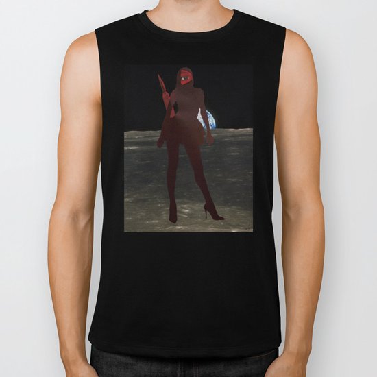 PowerWoman - Black Ninja on the Moon Biker Tank