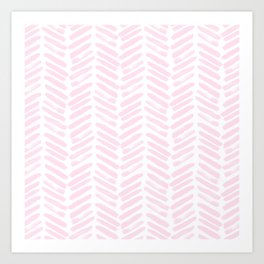 Handpainted Chevron pattern light pink stripes Art Print