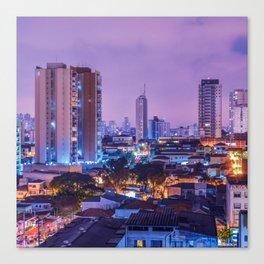Brazil Photography - Night Life In São Paulo Under The Purple Sky Canvas Print