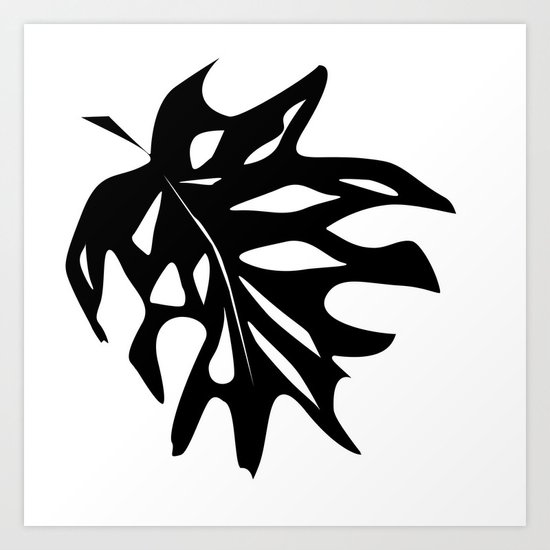 Black leaf monstera on white background . Art Print