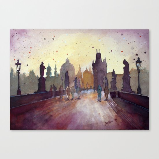 Prague, watercolor explorations in violet Canvas Print