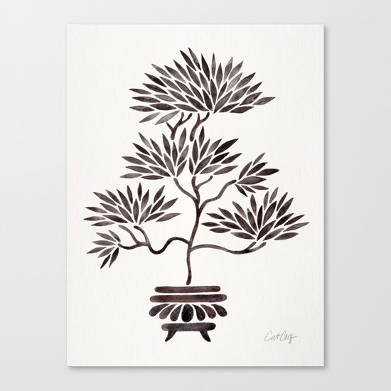 Bonsai Tree – Black Palette Canvas Print