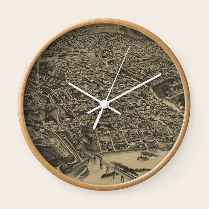 Vintage Knoxville TN Map (1886) Wall Clock by BravuraMedia Society6