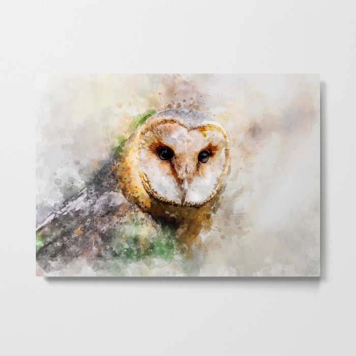 Watercolor Barn Owl Metal Print