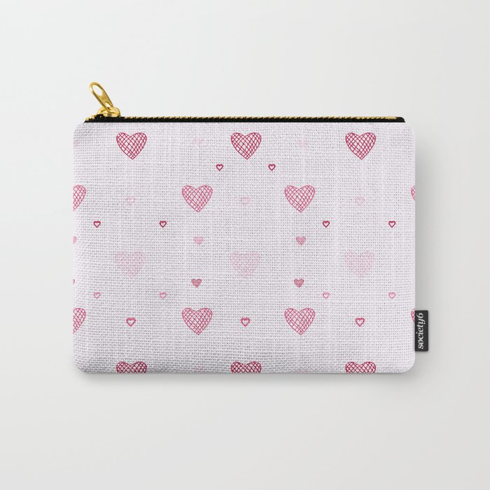 Hearts on a pink background. For Valentine's Day. Vector drawing for February 14th. SEAMLESS PATTERN WITH HEARTS. Anniversary drawing. For wallpaper, background, postcards. Carry-All Pouch