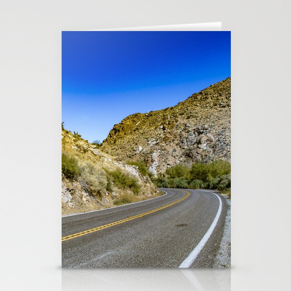 Highway Road Cutting through the Mountains in the Anza Borrego Desert, California, USA Stationery Cards