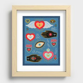 Milagro love hearts - blue Recessed Framed Print