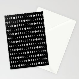 Celestial Moon phases in silver	 Stationery Card