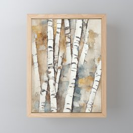Birch Whispers - Watercolor Style Trees Framed Mini Art Print