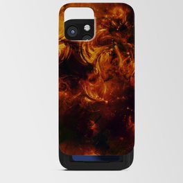 Molten Fire Burst Flames Black and Orange Abstract Artwork iPhone Card Case