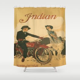 Vintage poster - Indian Motorcycles Shower Curtain