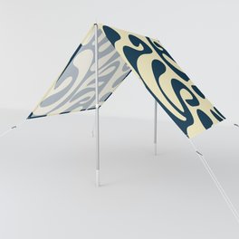 Mid Century Modern Curl Lines Pattern - Blue and Yellow Sun Shade