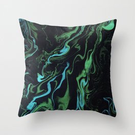 Marble Black and Green Texture Luxury Throw Pillow
