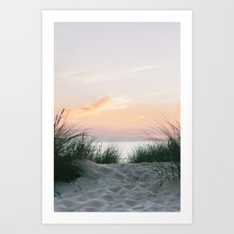Dune grass at colourful pastel sunset | Painted sky at North Sea, Netherlands | Fine art travel photography Art Print