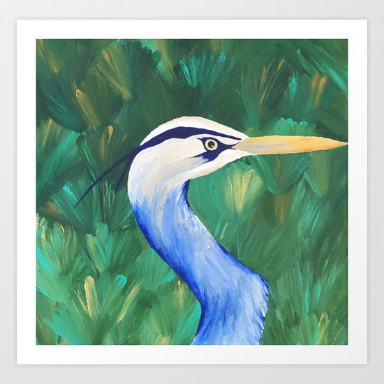 Heron in the Grass Art Print