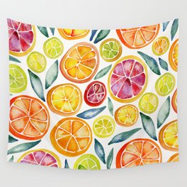 Sliced Citrus Watercolor Wall Tapestry