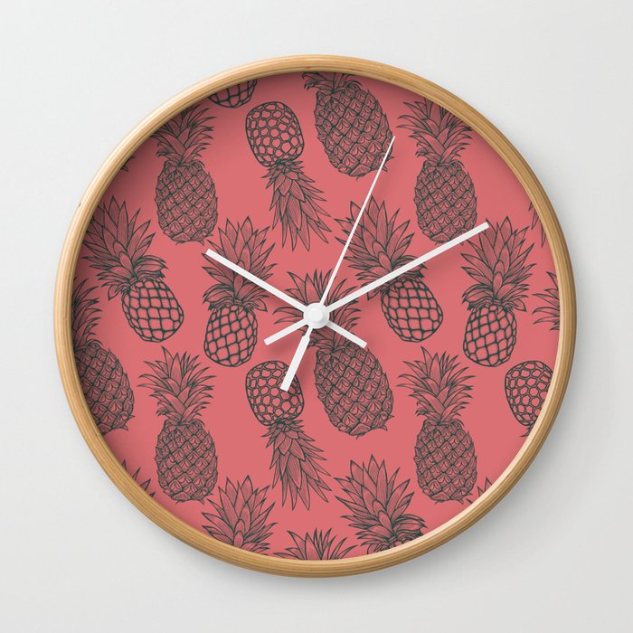 Fresh Pineapples Mauve Wall Clock