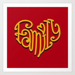 FAMILY Art Print | Typography, Hearts, Heartred, Mom, Graphicdesign, Family, Warning, Husband, Love, Font 