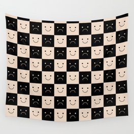 Plaid of Emotions pattern black Wall Tapestry