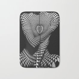 0622-JAL Heart Shape Pattern on Breasts and Nude Body Abstracted by Optical Patten Bath Mat | Black and White, Tasteful, People, Nude, Abstract, Sensual, Unique, Digital, Beautiful, Love 