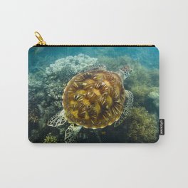 Turtle swimming over reef Carry-All Pouch
