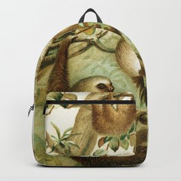 The two-toed Sloth (1893-1896) by Richard Lydekker Backpack | Vintage, Creature, Europe, English, Floral, Naturalist, Natural, Illustration, Forest, Painting 