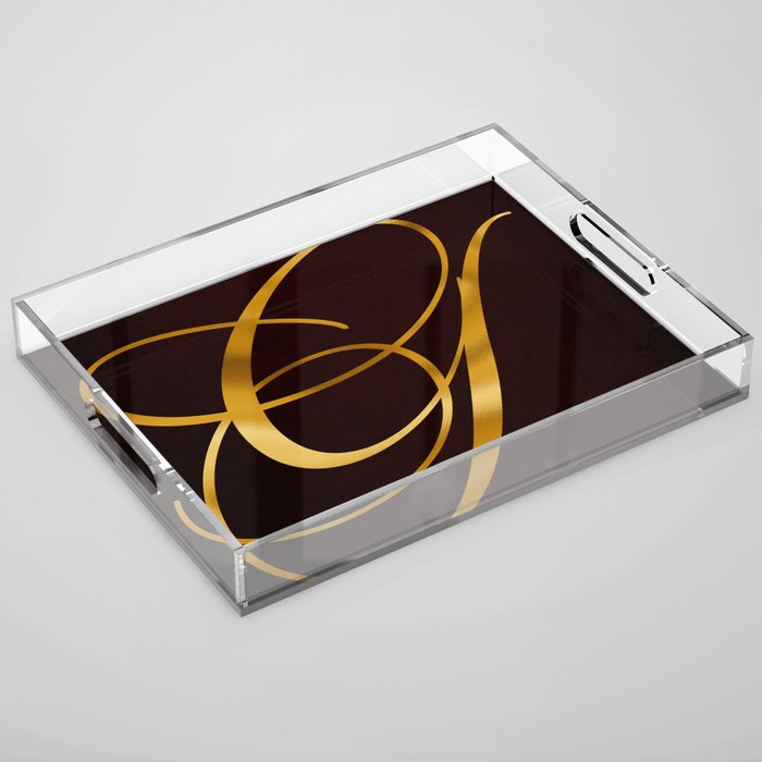 Golden letter G in vintage design Acrylic Tray