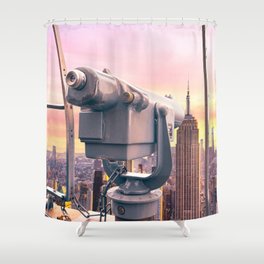 Observation Deck Over NYC Sunset Shower Curtain