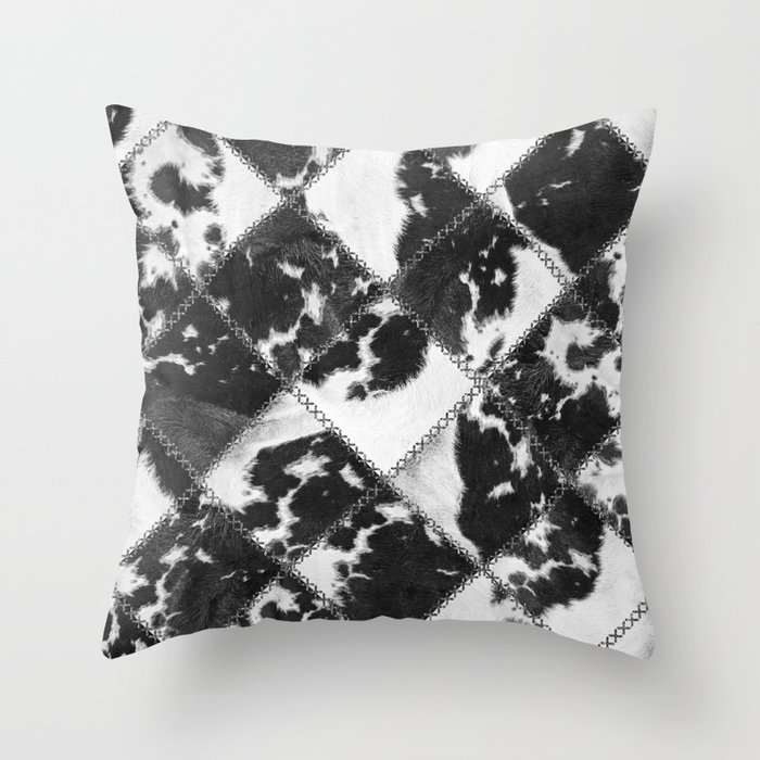 Patches of Black and White Calf Skin (Graphic Design Art, ix 2021) Throw Pillow