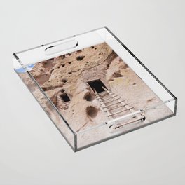 Cliff Dwelling Ladder - New Mexico Photography Acrylic Tray