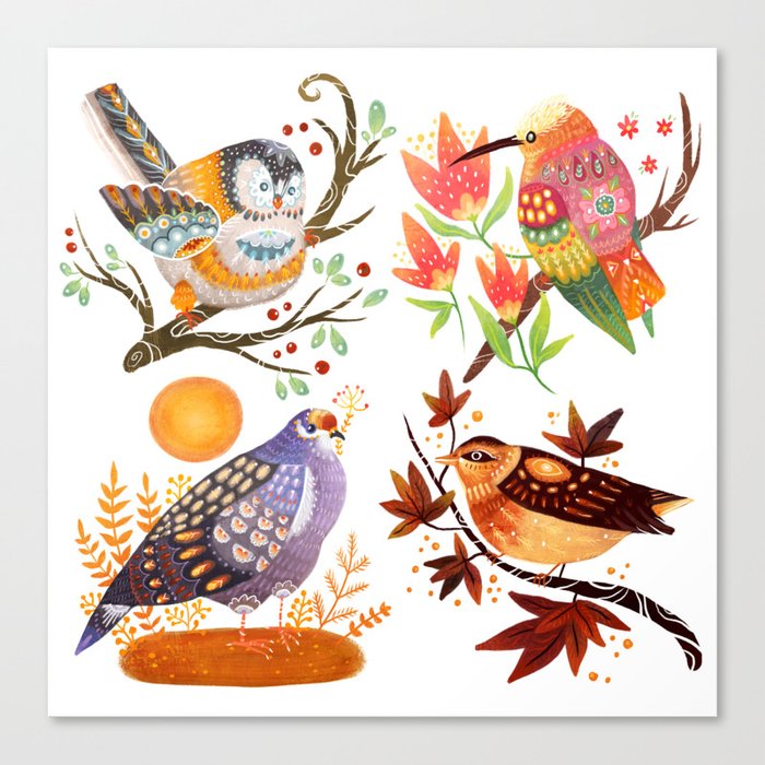 Seasonal Birds Canvas Print